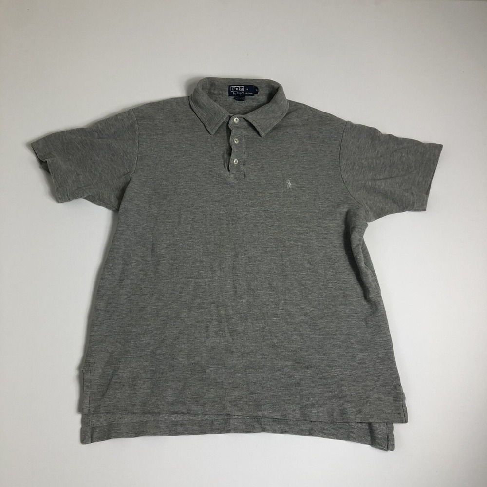 Ralph Lauren Gray Mens Short Sleeve Polo Shirt Size Large H73